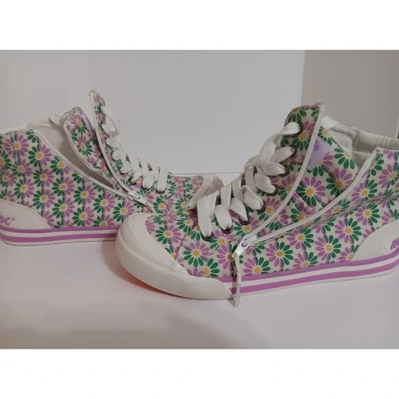 Rocket Dog Jazzin High Top Sneakers Women's 8.5 Pastel Floral Canvas Shoes Daisy - Picture 4 of 16